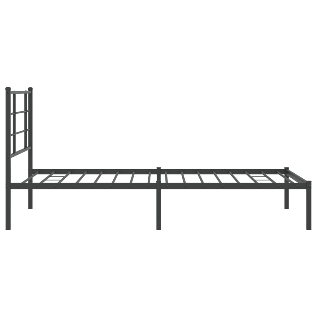 Metal Bed Frame with Headboard Black 100x190 cm