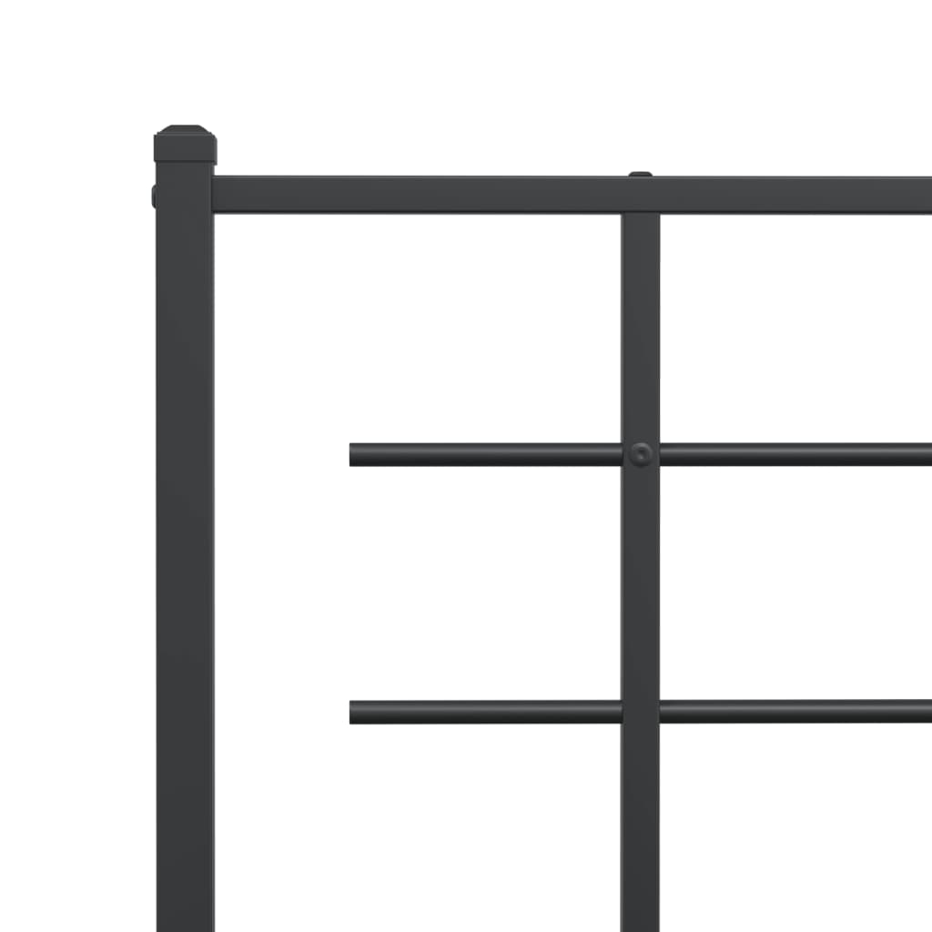 Metal Bed Frame with Headboard Black 100x190 cm