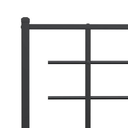 Metal Bed Frame with Headboard Black 100x190 cm