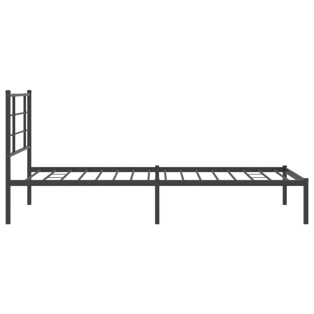 Metal Bed Frame with Headboard Black 107x203 cm