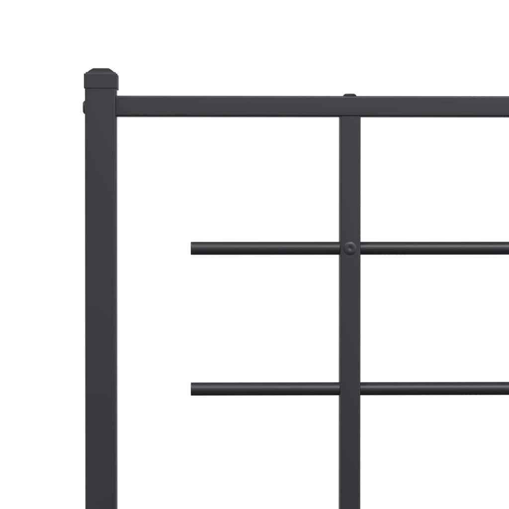 Metal Bed Frame with Headboard Black 107x203 cm