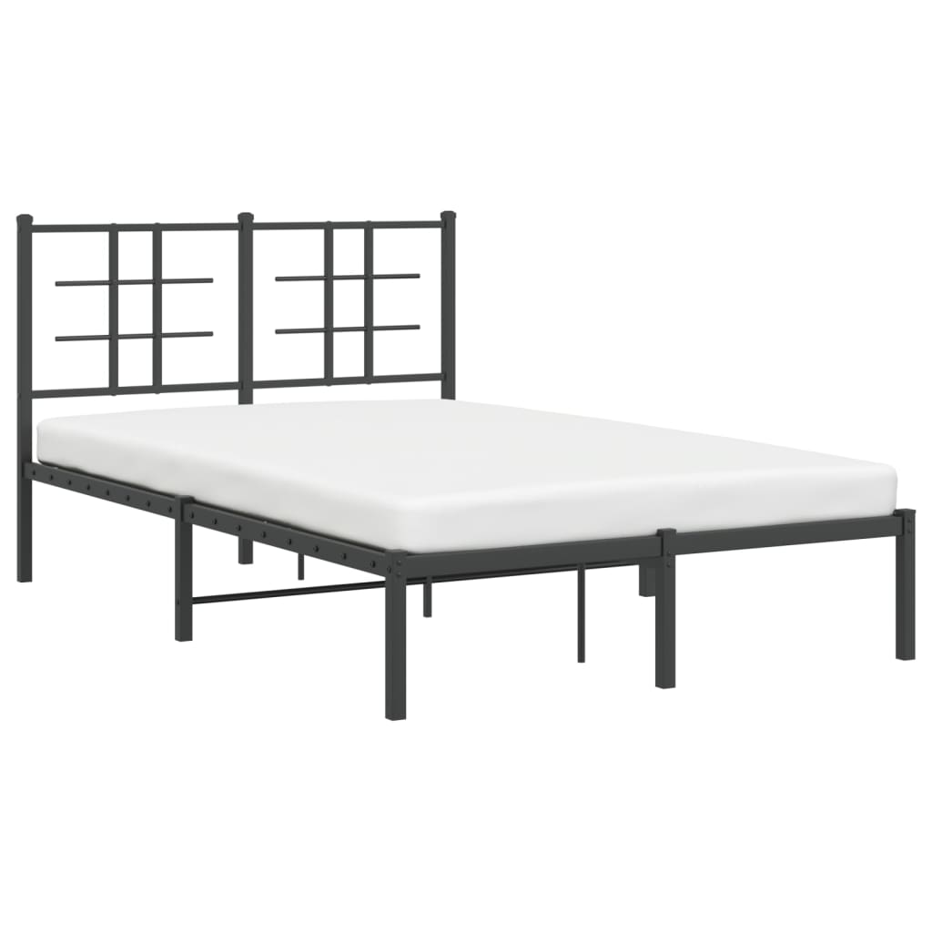 Metal Bed Frame with Headboard Black 120x190 cm Small Double