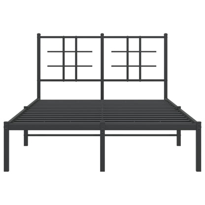 Metal Bed Frame with Headboard Black 120x190 cm Small Double