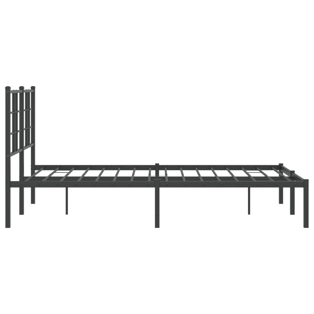 Metal Bed Frame with Headboard Black 120x190 cm Small Double