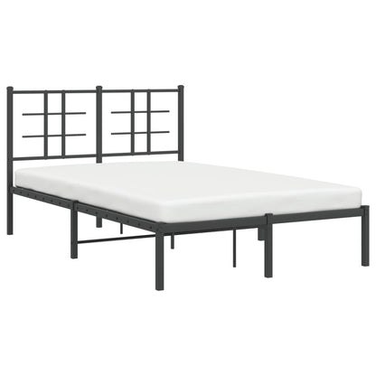 Metal Bed Frame with Headboard Black 120x200 cm