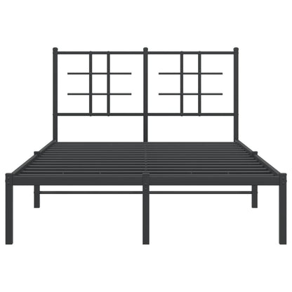 Metal Bed Frame with Headboard Black 120x200 cm