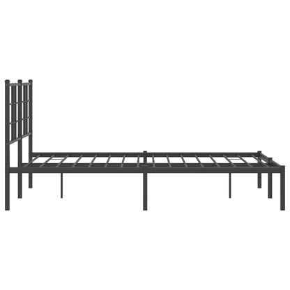 Metal Bed Frame with Headboard Black 120x200 cm