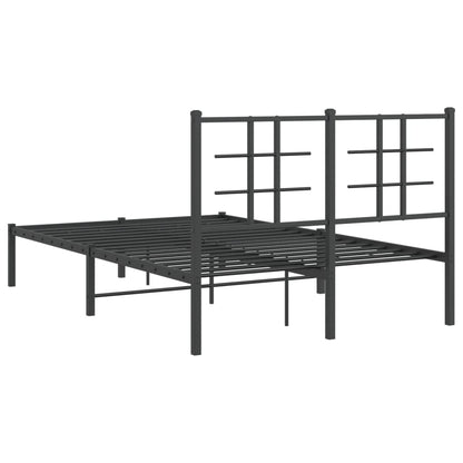 Metal Bed Frame with Headboard Black 120x200 cm