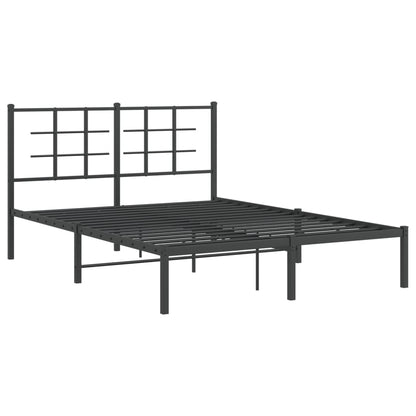 Metal Bed Frame with Headboard Black 135x190 cm Double