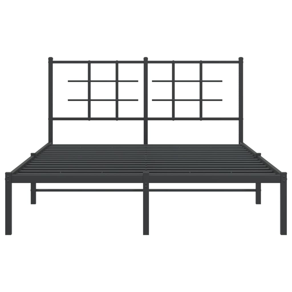 Metal Bed Frame with Headboard Black 135x190 cm Double