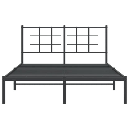 Metal Bed Frame with Headboard Black 135x190 cm Double