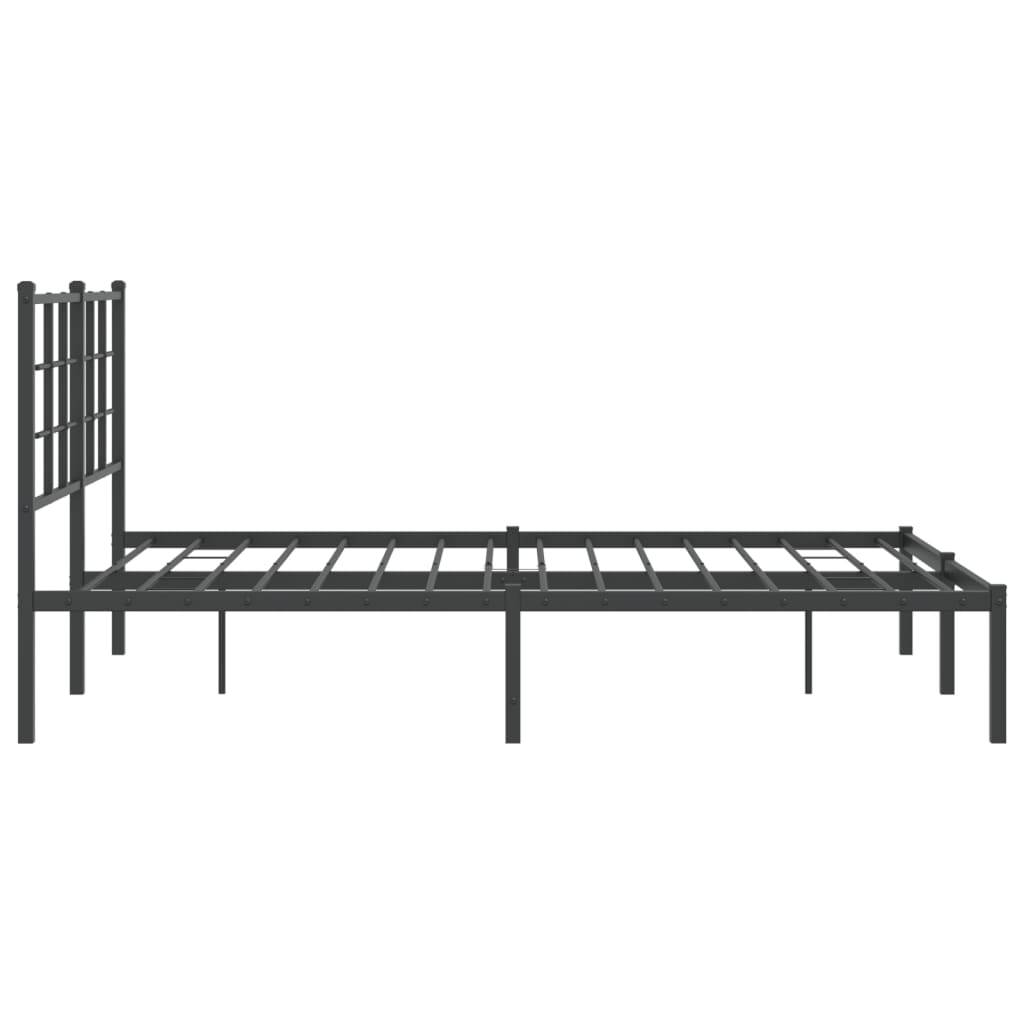 Metal Bed Frame with Headboard Black 135x190 cm Double