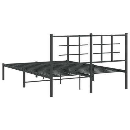 Metal Bed Frame with Headboard Black 135x190 cm Double