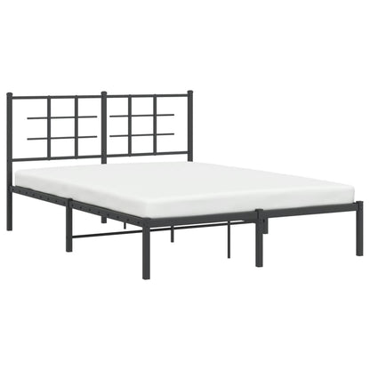 Metal Bed Frame with Headboard Black 140x190 cm