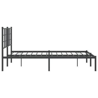 Metal Bed Frame with Headboard Black 140x190 cm