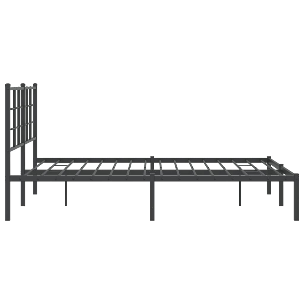 Metal Bed Frame with Headboard Black 140x200 cm