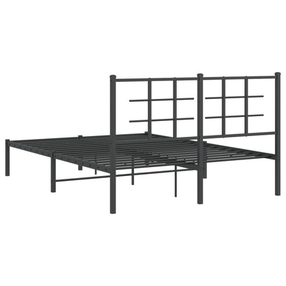 Metal Bed Frame with Headboard Black 140x200 cm