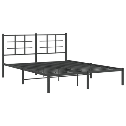 Metal Bed Frame with Headboard Black 150x200 cm King Size