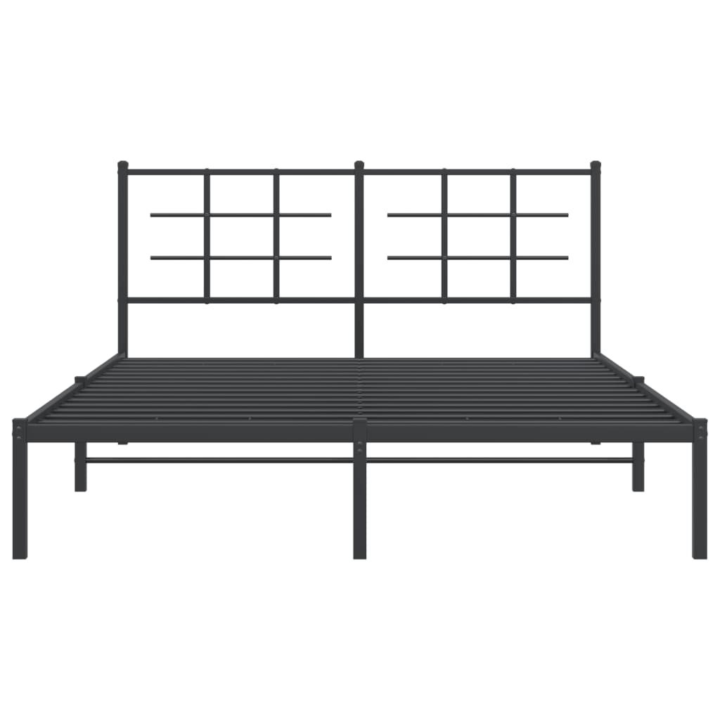 Metal Bed Frame with Headboard Black 150x200 cm King Size