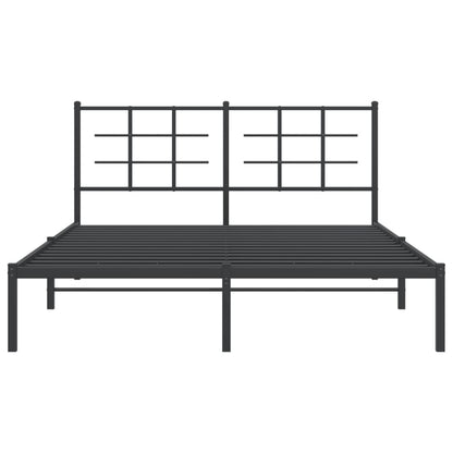 Metal Bed Frame with Headboard Black 150x200 cm King Size