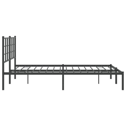 Metal Bed Frame with Headboard Black 150x200 cm King Size