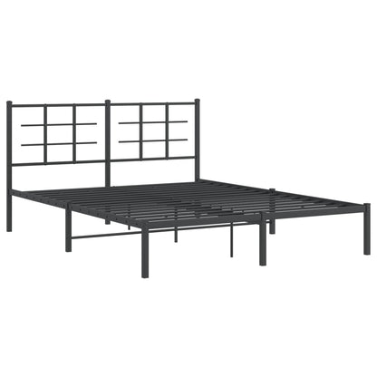 Metal Bed Frame with Headboard Black 160x200 cm