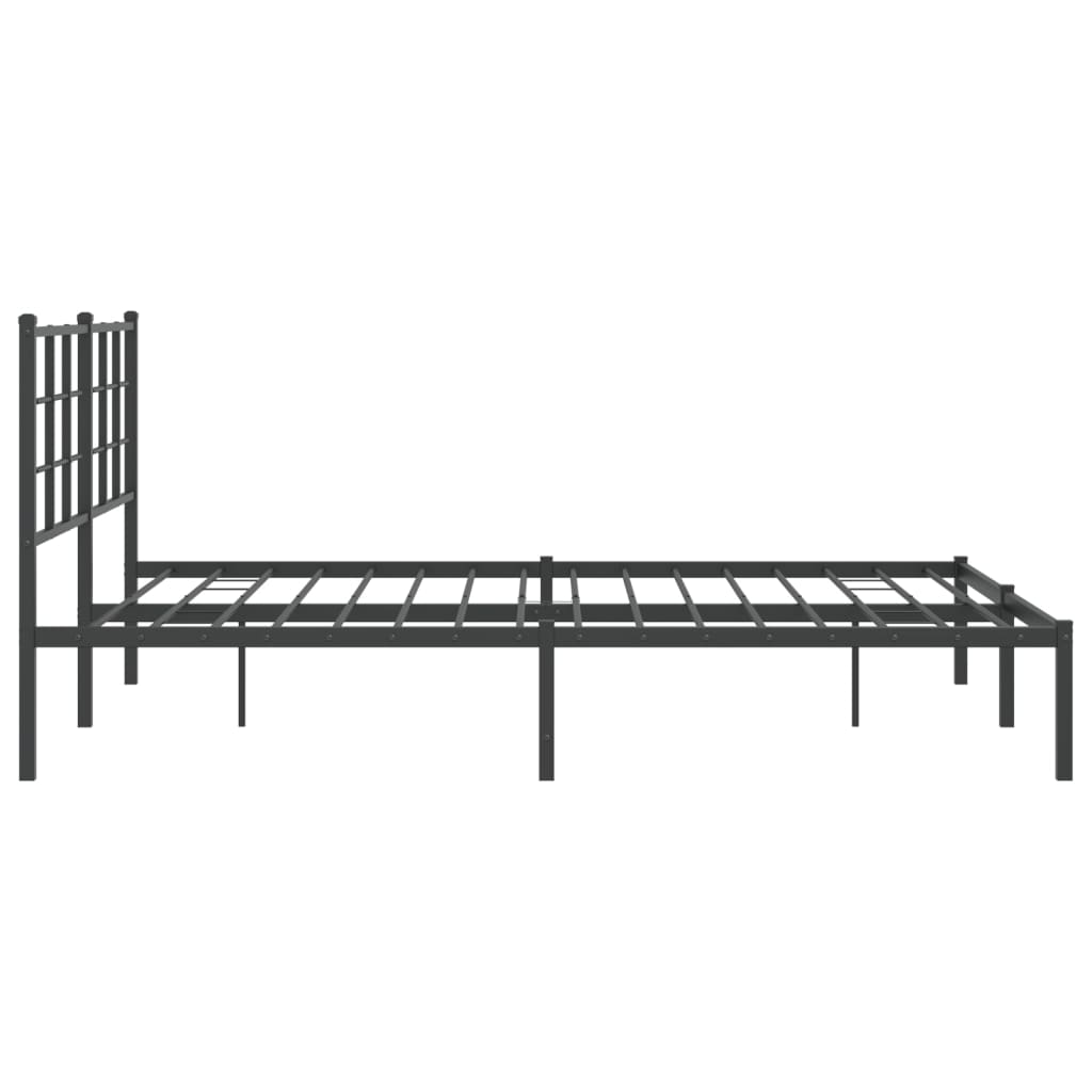 Metal Bed Frame with Headboard Black 160x200 cm