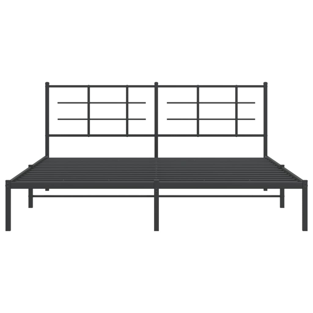 Metal Bed Frame with Headboard Black 180x200 cm Super King Size