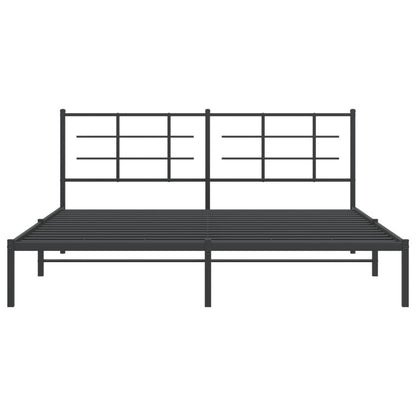 Metal Bed Frame with Headboard Black 180x200 cm Super King Size