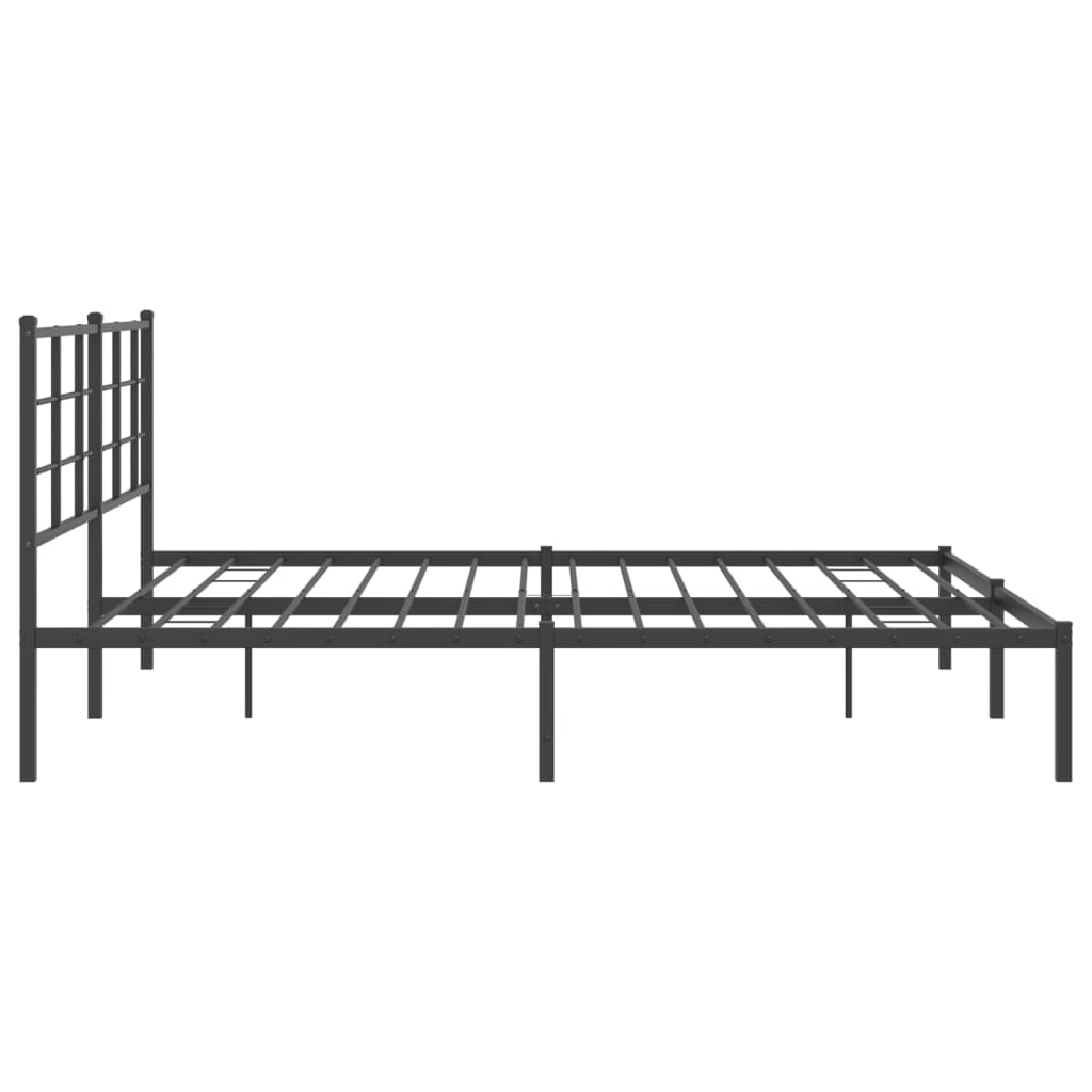 Metal Bed Frame with Headboard Black 180x200 cm Super King Size