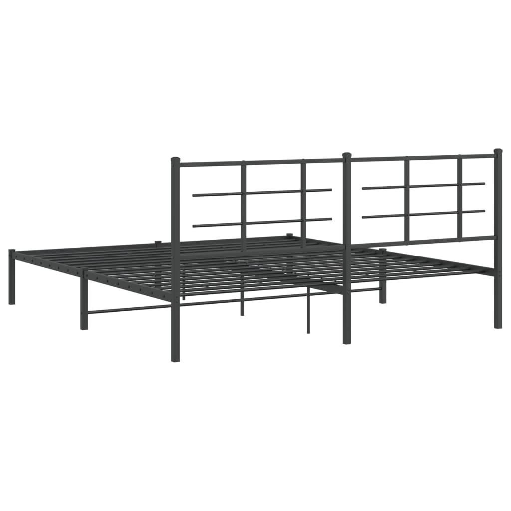 Metal Bed Frame with Headboard Black 180x200 cm Super King Size