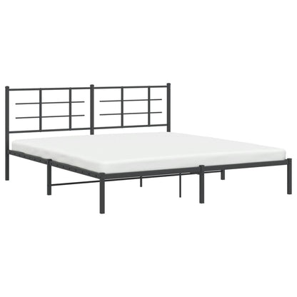 Metal Bed Frame with Headboard Black 183x213 cm