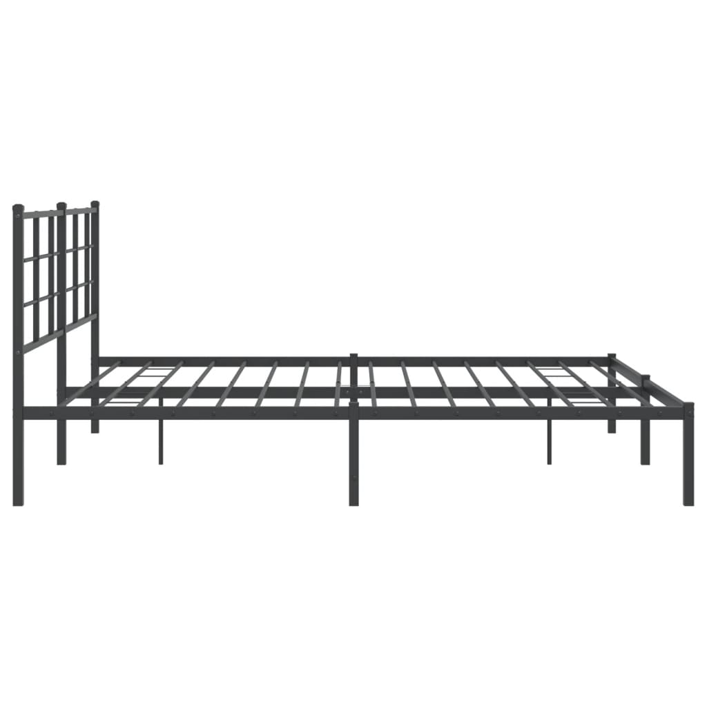 Metal Bed Frame with Headboard Black 183x213 cm