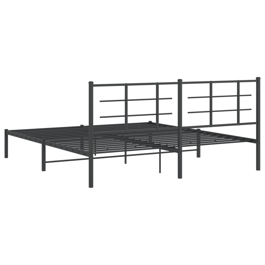 Metal Bed Frame with Headboard Black 183x213 cm