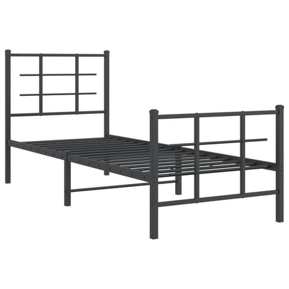 Metal Bed Frame with Headboard and Footboard Black 80x200 cm