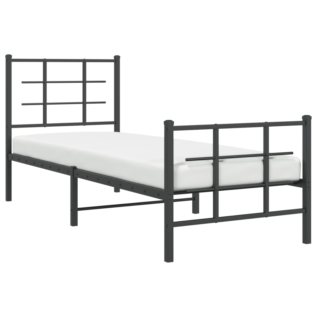 Metal Bed Frame with Headboard and Footboard Black 80x200 cm