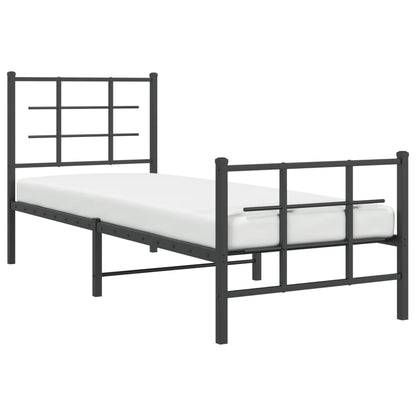 Metal Bed Frame with Headboard and Footboard Black 80x200 cm