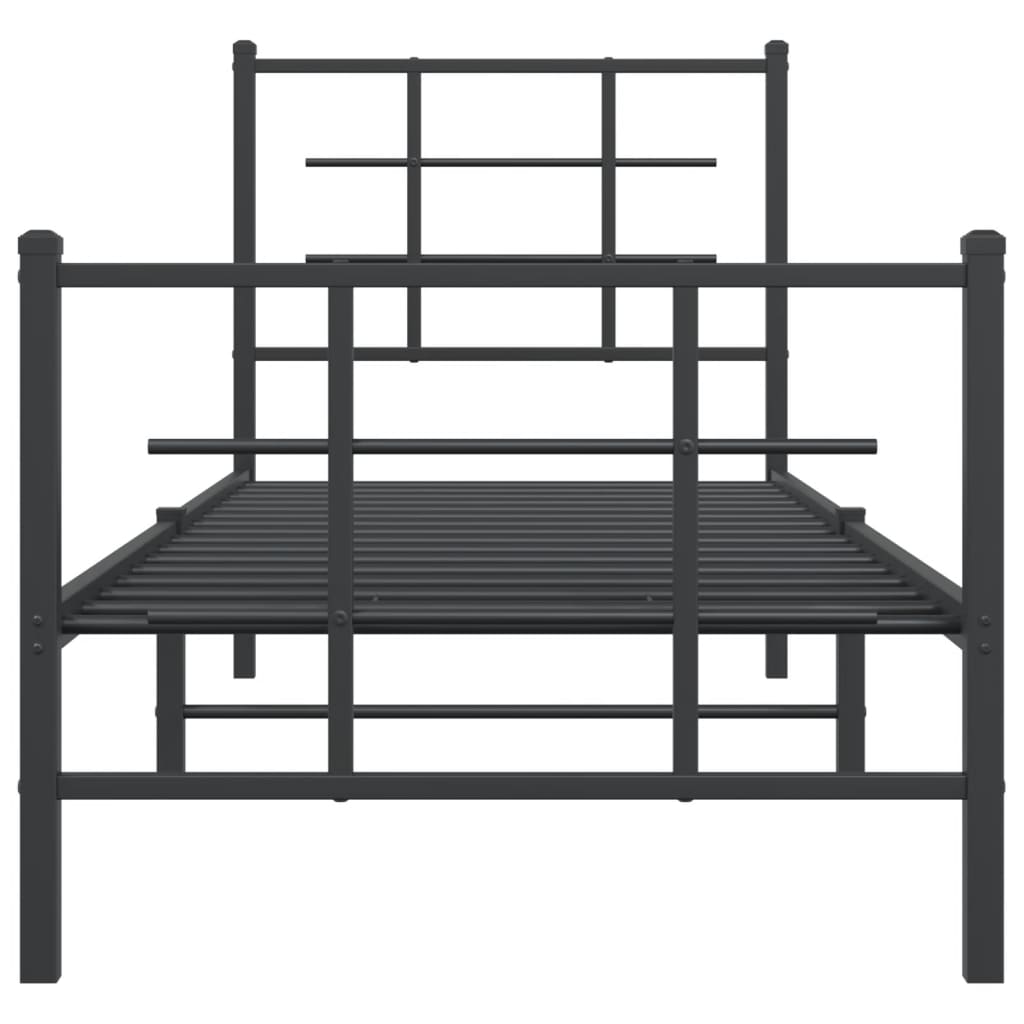 Metal Bed Frame with Headboard and Footboard Black 80x200 cm