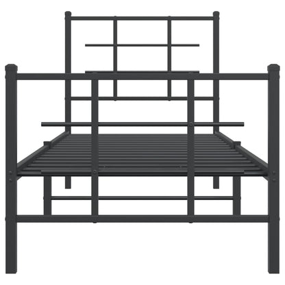 Metal Bed Frame with Headboard and Footboard Black 80x200 cm