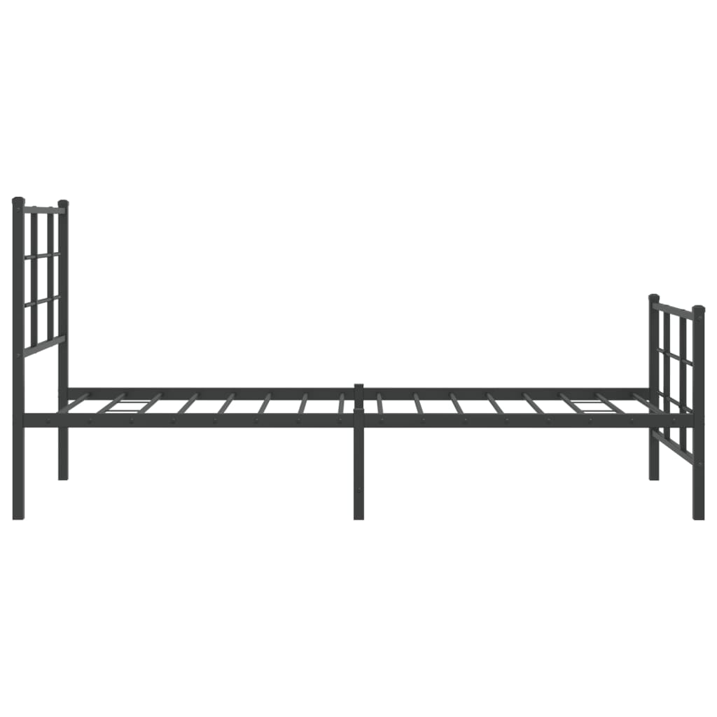 Metal Bed Frame with Headboard and Footboard Black 80x200 cm