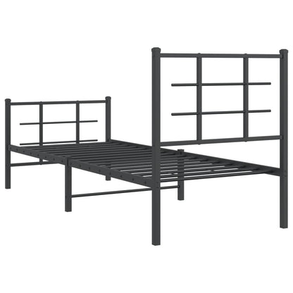 Metal Bed Frame with Headboard and Footboard Black 80x200 cm