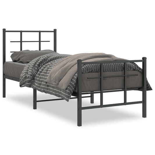 Metal Bed Frame with Headboard and Footboard Black 80x200 cm