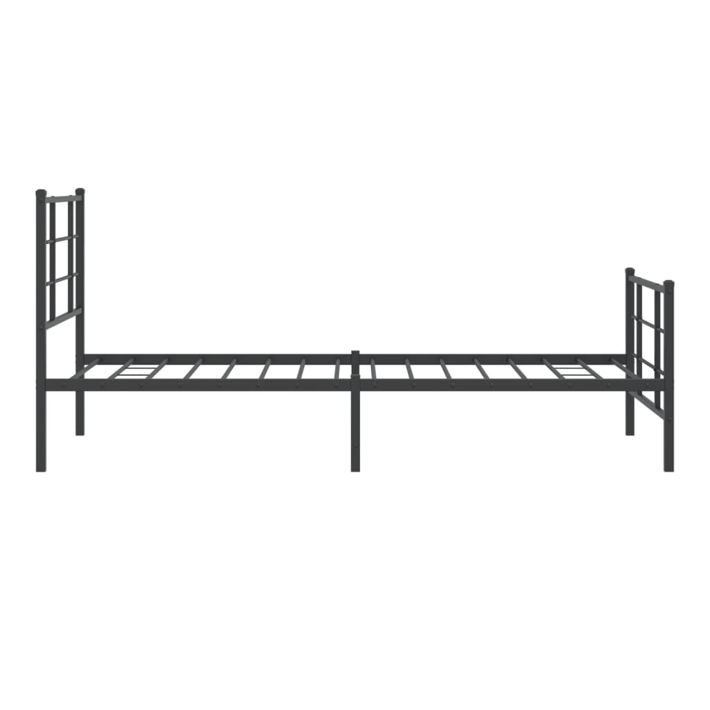 Metal Bed Frame with Headboard and Footboard Black 90x190 cm Single