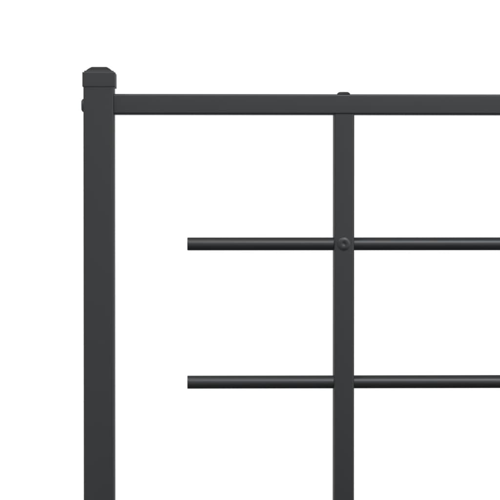 Metal Bed Frame with Headboard and Footboard Black 90x190 cm Single