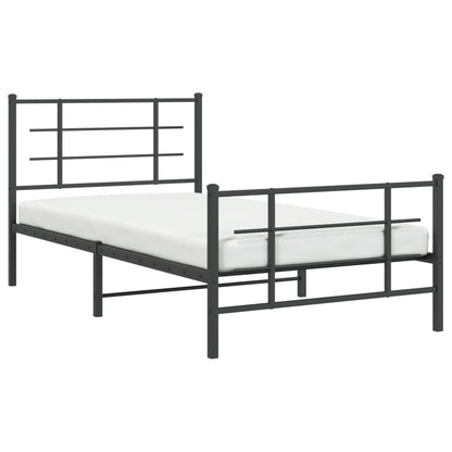 Metal Bed Frame with Headboard and Footboard Black 100x200 cm