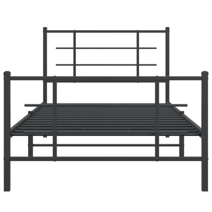 Metal Bed Frame with Headboard and Footboard Black 100x200 cm