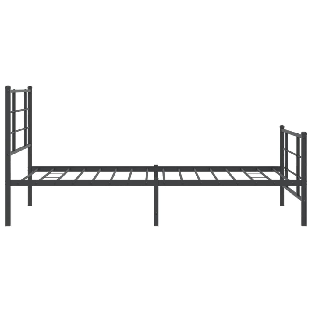 Metal Bed Frame with Headboard and Footboard Black 100x200 cm