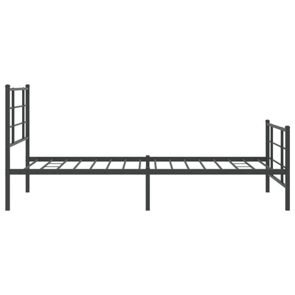 Metal Bed Frame with Headboard and Footboard Black 107x203 cm