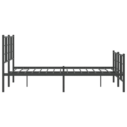 Metal Bed Frame with Headboard and Footboard Black 120x190 cm Small Double