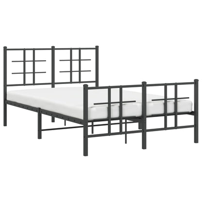 Metal Bed Frame with Headboard and Footboard Black 120x200 cm